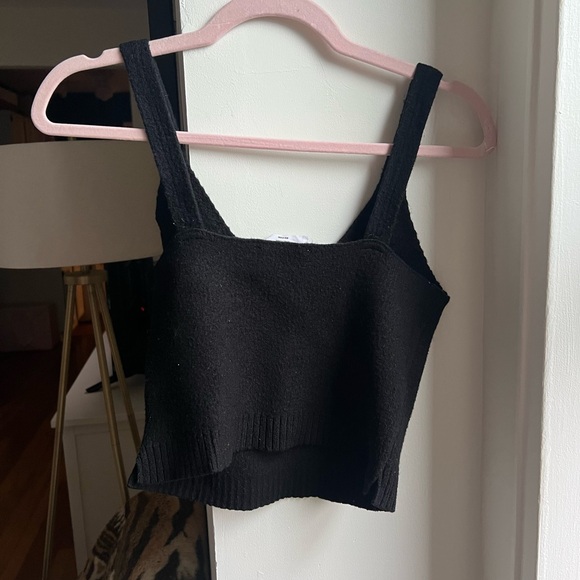 Double Zero Black Ribbed Crop Tank Top - Picture 4 of 4